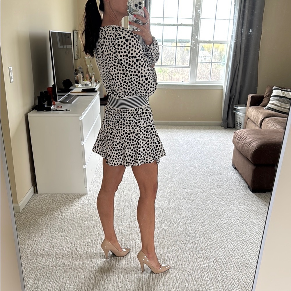 Stylish Black and White heart Dot Dress - Picture 3 of 6